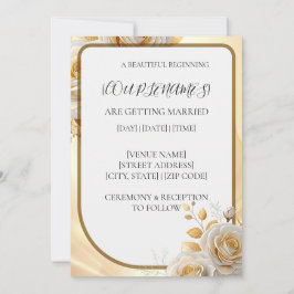 Einfache goldene Blumenhochzeits-Einladung Einladung