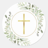 Einfache goldene Cross-Wasserfarbenwelt Runder Aufkleber (Vorderseite)