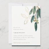 Einfache goldene Eukalyptus Foliage Babydusche Einladung (Vorderseite)