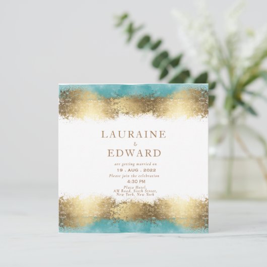 Einfache goldene Folie und Aqua-Blau-Grenze minima (Stehend Vorderseite)