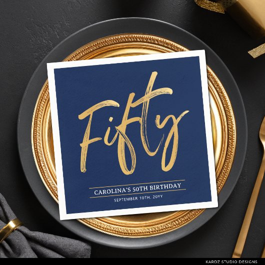 Einfache Goldene Fünfzig 50. Geburtstagsfeier Serviette