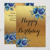 Einfache Goldene Geburtstagskarte Einladung (Vorne/Hinten)