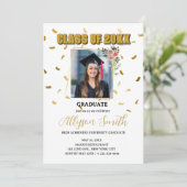 Einfache goldene Graduiertenparty Einladung (Stehend Vorderseite)