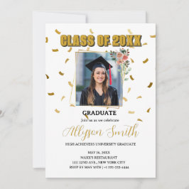 Einfache goldene Graduiertenparty Einladung