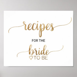 Einfache goldene Kalligrafie-Rezepte für das Braut Poster