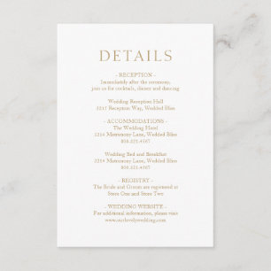 Einfache, goldene, moderne Hochzeit Begleitkarte