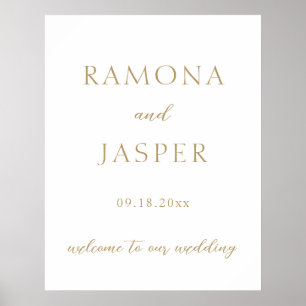 Einfache, goldene, moderne Hochzeit Poster