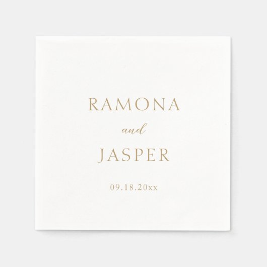 Einfache, goldene, moderne Hochzeit Serviette (Vorderseite)