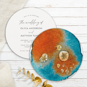 Einfache goldene Navy Orange elegante Wasserfarbe Einladung
