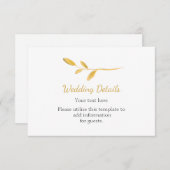 Einfache goldene Oliven Trendy Typografie Hochzeit Begleitkarte (Vorne/Hinten)