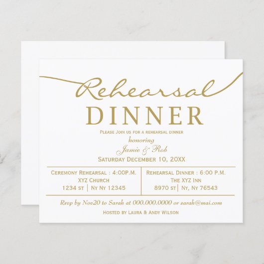 Einfache Goldene Probe Einladung (Vorne/Hinten)