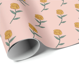 Einfache Goldene Rose Ditsy Floral Pink Feiertagsg Geschenkpapier