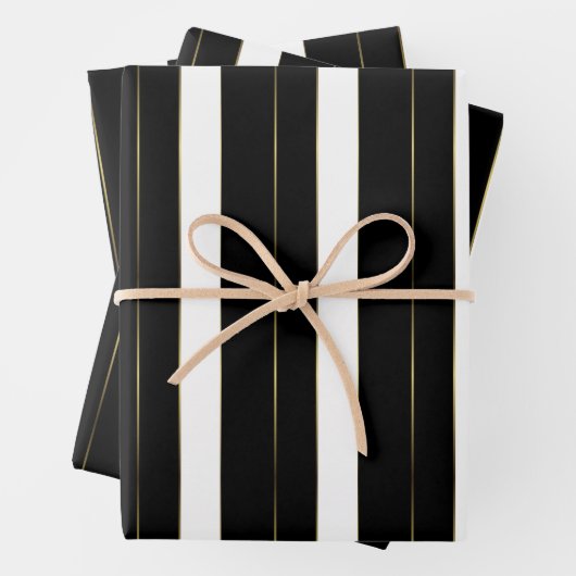 Einfache goldene schwarze und weiße geometrische S Geschenkpapier Set (Beispiel)