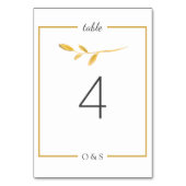 Einfache Goldfalle. Moderne Skripthochzeit Tischnummer (Rückseite)