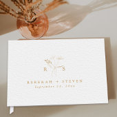 Einfache Goldfarbe | Botanica Monogram Wedding Gästebuch