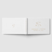 Einfache Goldfarbe | Botanica Monogram Wedding Gästebuch (Voll)