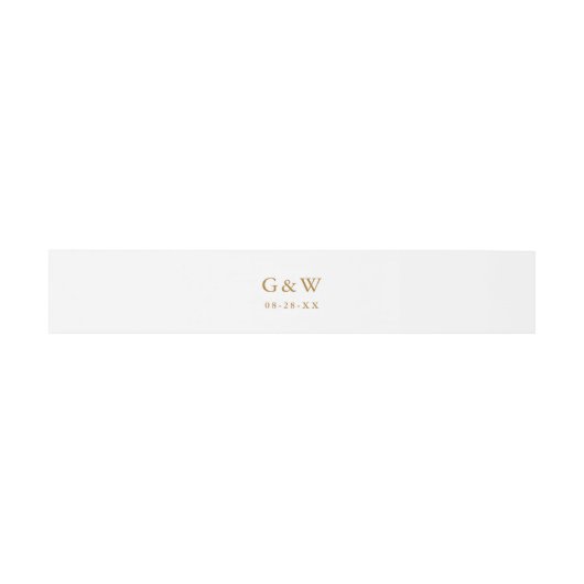 Einfache Goldfarbenmonogramme und Datumsangaben Einladungsbanderole (Flach)