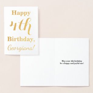 Einfache Goldfolie 4. Geburtstag + Individuelle Na Folienkarte