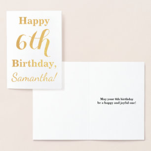 Einfache Goldfolie 6. Geburtstag + Individuelle Na Folienkarte