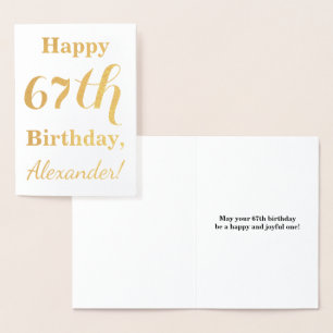 Einfache Goldfolie "HAPPY 67. GEBURTSTAG" + Name Folienkarte