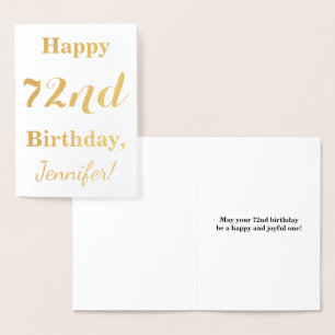 Einfache Goldfolie "HAPPY 72. BIRTHDAY" + Name Folienkarte