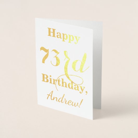 Einfache Goldfolie "HAPPY 73. BIRTHDAY" + Name Folienkarte (Vorderseite)
