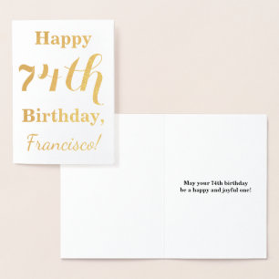 Einfache Goldfolie "HAPPY 74. GEBURTSTAG" + Name Folienkarte