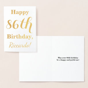 Einfache Goldfolie "HAPPY 86. GEBURTSTAG" + Name Folienkarte