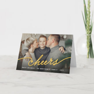 Einfache Goldfolie jubelt Kalligraphie-Skript-Foto Feiertagskarte