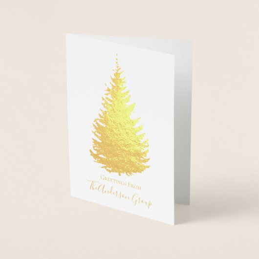 Einfache Goldfolie Pine Tree mit Unterschrift Folienkarte (Vorderseite)