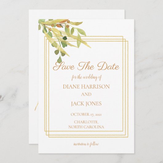 Einfache Goldfolien Gerahmt Einladung (Vorne/Hinten)