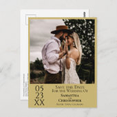 Einfache Goldgelbe Hochzeit speichern Sie das Foto Postkarte (Vorne/Hinten)