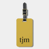 Einfache goldgelbe schwarze Fett-Monogramm Gepäckanhänger (Vorderseite vertikal)