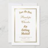 Einfache Goldgrenzenhochzeit speichern das Datum Save The Date (Vorderseite)