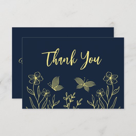 Einfache Goldhochzeit für Blume Dankeskarte (Vorne/Hinten)