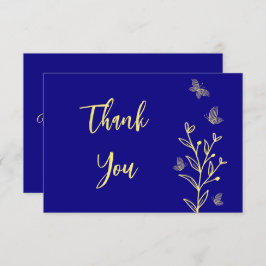 Einfache Goldhochzeit, königsblau, Blume Dankeskarte