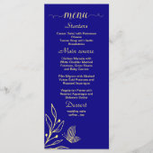 Einfache Goldhochzeit, königsblau, Blume Menükarte (Vorderseite)