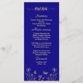 Einfache Goldhochzeit, königsblau, Blume Menükarte (Vorderseite)