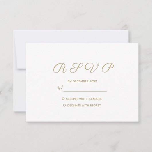 Einfache Goldhochzeit RSVP Karte (Vorderseite)