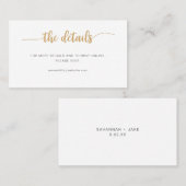 Einfache Goldhochzeit Website + Details + rsvp Kar Visitenkarte (Vorne/Hinten)