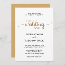 Einfache Goldkalligrafie-Hochzeit