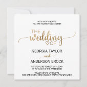 Einfache Goldkalligrafie-Hochzeit Einladung (Vorderseite)