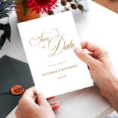 Einfache Goldkalligrafie-Hochzeit Save The Date