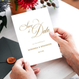 Einfache Goldkalligrafie-Hochzeit Save The Date