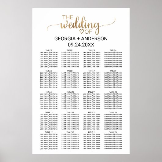 Einfache Goldkalligrafie-Hochzeitskarte Poster (Vorne)