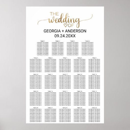 Einfache Goldkalligrafie-Hochzeitskarte Poster (Vorne)