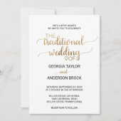 Einfache Goldkalligrafie Traditionelle Hochzeit Einladung (Vorderseite)