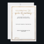 Einfache Goldkalligraphie 50. Hochzeitstag Hinweiskarte<br><div class="desc">Diese einfache Goldkalligraphie 50. Hochzeitstag Ratenkarte ist perfekt für eine schicke Veranstaltung. Das klassisch romantische Design besticht durch Imitate mit Goldfolien-Typografie und ein hübsches goldenes Herz. Bitte beachten Sie: Dieses Design enthält keine echte Goldfolie. Es ist eine hochwertige Grafik,  die wie Goldfolie aussieht.</div>
