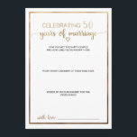 Einfache Goldkalligraphie 50. Hochzeitstag Hinweiskarte<br><div class="desc">Diese einfache Goldkalligraphie 50. Hochzeitstag Ratenkarte ist perfekt für eine schicke Veranstaltung. Das klassisch romantische Design besticht durch Imitate mit Goldfolien-Typografie und ein hübsches goldenes Herz. Bitte beachten Sie: Dieses Design enthält keine echte Goldfolie. Es ist eine hochwertige Grafik,  die wie Goldfolie aussieht.</div>