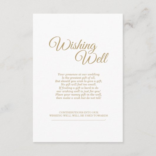 Einfache Goldkalligraphie Hochzeit wünschend gut Begleitkarte (Vorderseite)